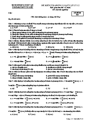 Đề kiểm tra đồng loạt Vật lí lớp 12 - Mã đề 914 - Trường THPT Tứ Kiệt